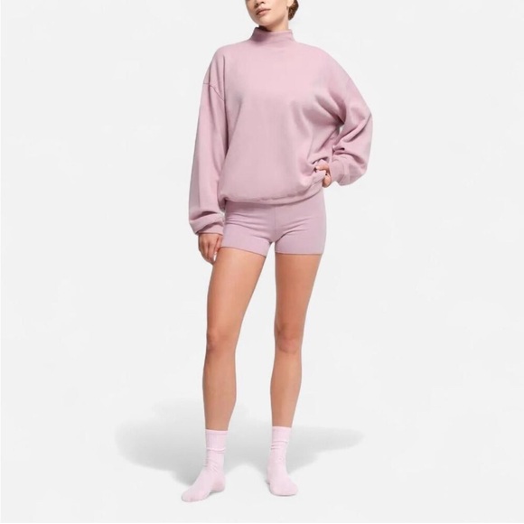 SKIMS Tops - SKIMS Cotton Fleece Mock Neck Pullover Sweatshirt in Pink size Large